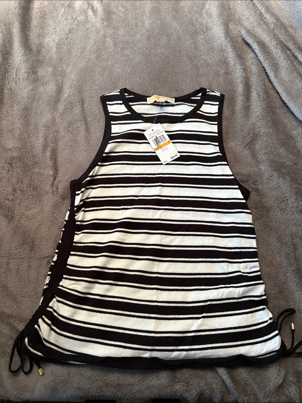Michael Kors Black & White Striped Tank with Side Ties
